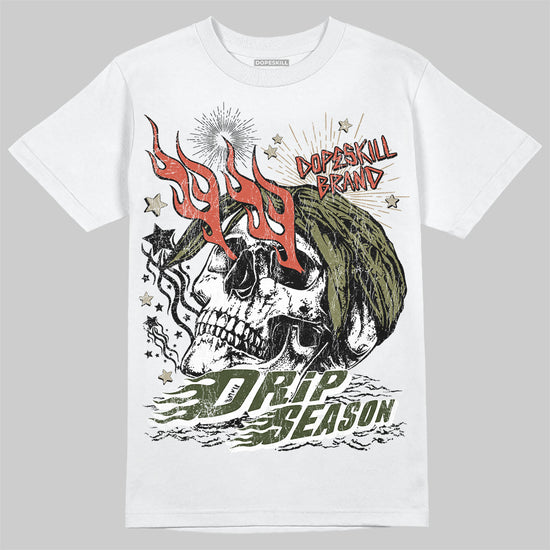 Olive Sneakers DopeSkill T-Shirt Drip Season Graphic Streetwear - White