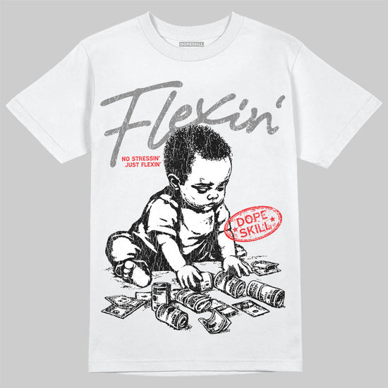 Grey Sneakers DopeSkill T-Shirt Flexin' Graphic Streetwear - White