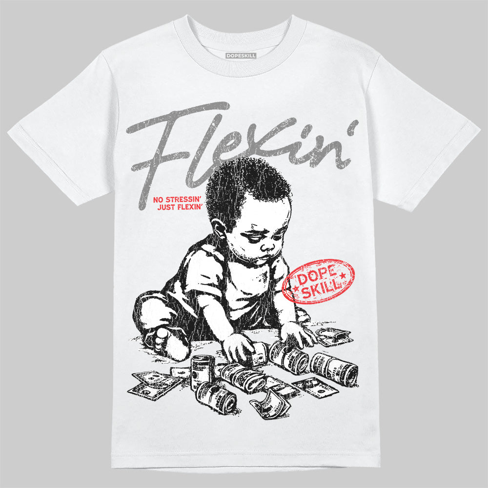 Grey Sneakers DopeSkill T-Shirt Flexin' Graphic Streetwear - White