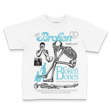Jordan 4 Retro GS “Blue Chill” DopeSkill Toddler Kids T-shirt Broken Bones Graphic Streetwear - White