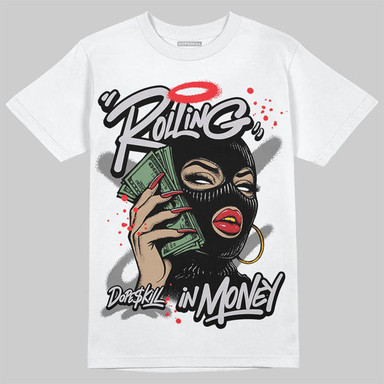 Grey Sneakers DopeSkill T-Shirt Rolling in Money Graphic Streetwear - White