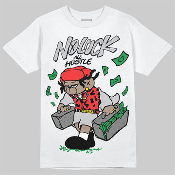 Grey Sneakers DopeSkill T-Shirt No Luck, All Hustle Graphic Streetwear - White
