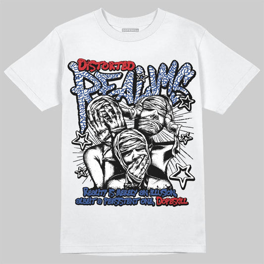 Jordan Spizike Low “Storm Blue” DopeSkill T-Shirt Distorted Realms Graphic Streetwear - White