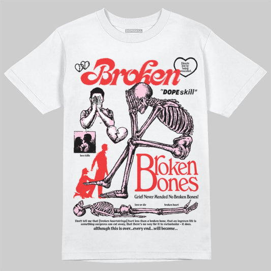 Awake NY x Air Jordan 5 Arctic Pink DopeSkill T-Shirt Broken Bones Graphic Streetwear - White