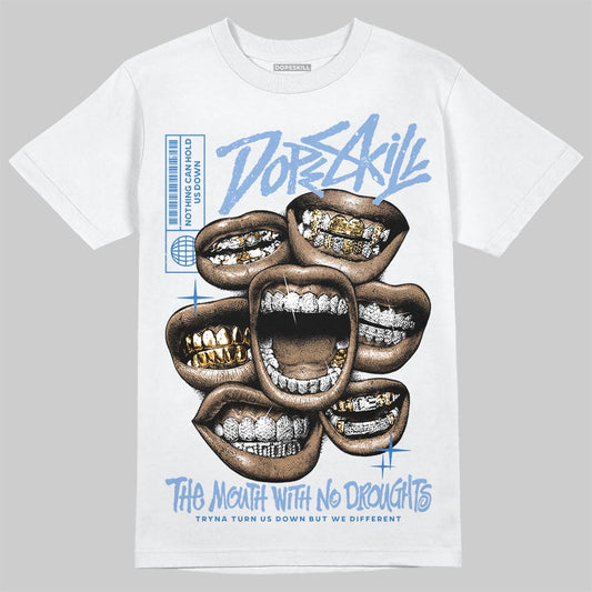 Jordan 4 WMNS 'Forget Me Not' DopeSkill T-Shirt The Mouth With No Droughts Graphic Streetwear - White
