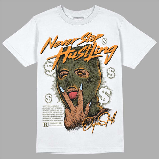 Jordan 5 "Olive" DopeSkill T-Shirt Never Stop Hustling Graphic Streetwear - White