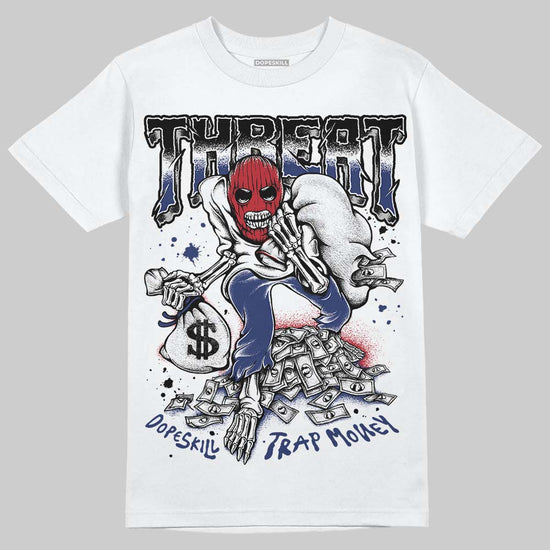 Jordan 1 High OG Rare Air "Deep Royal Blue" DopeSkill T-Shirt Threat Graphic Streetwear - White