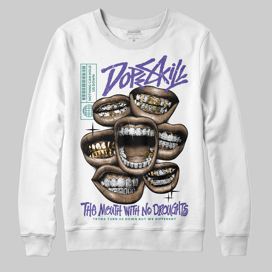 Jordan 5 OG “Grape” DopeSkill Sweatshirt The Mouth With No Droughts Graphic Streetwear - White