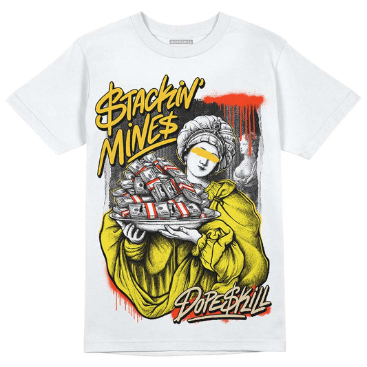 Jordan 4 Retro “Vivid Sulfur” DopeSkill T-Shirt Stackin Mines Graphic Streetwear - White