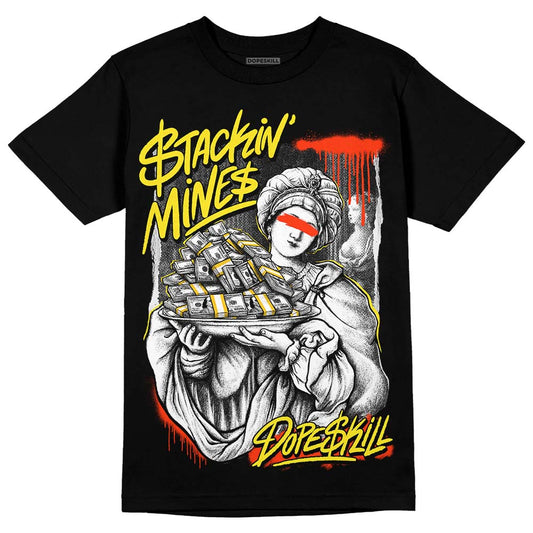 Jordan 4 Retro “Vivid Sulfur” DopeSkill T-Shirt Stackin Mines Graphic Streetwear - Black