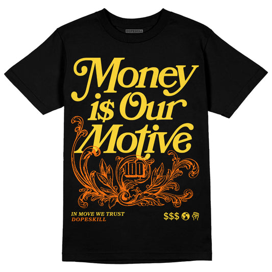 Jordan 4 Thunder DopeSkill T-Shirt Money Is Our Motive Typo Graphic Streetwear - Black