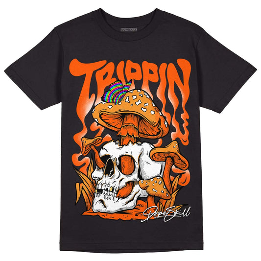Jordan 12 Retro Brilliant Orange DopeSkill T-Shirt Trippin Graphic Streetwear - Black
