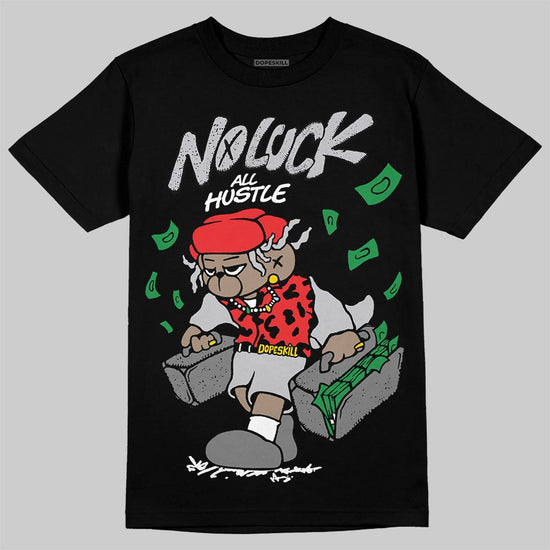 Grey Sneakers DopeSkill T-Shirt No Luck, All Hustle Graphic Streetwear - Black