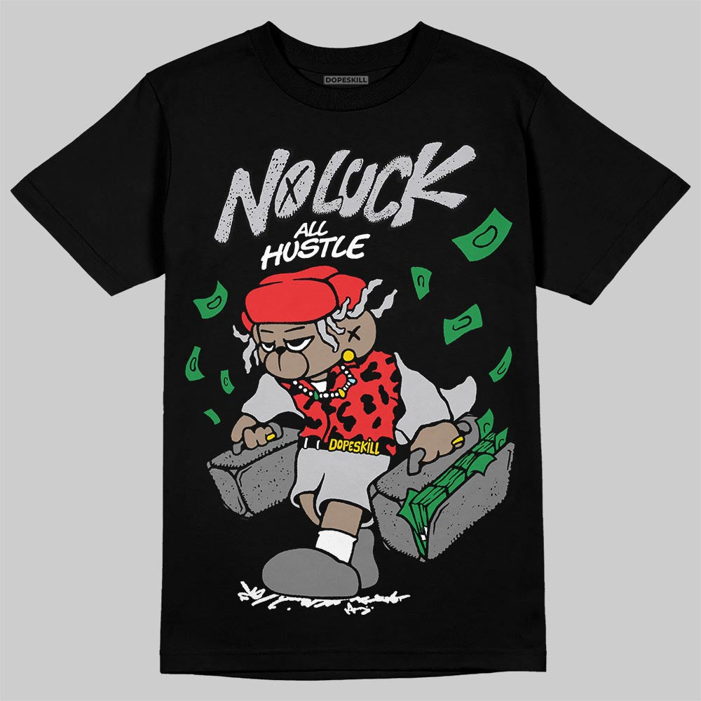 Grey Sneakers DopeSkill T-Shirt No Luck, All Hustle Graphic Streetwear - Black