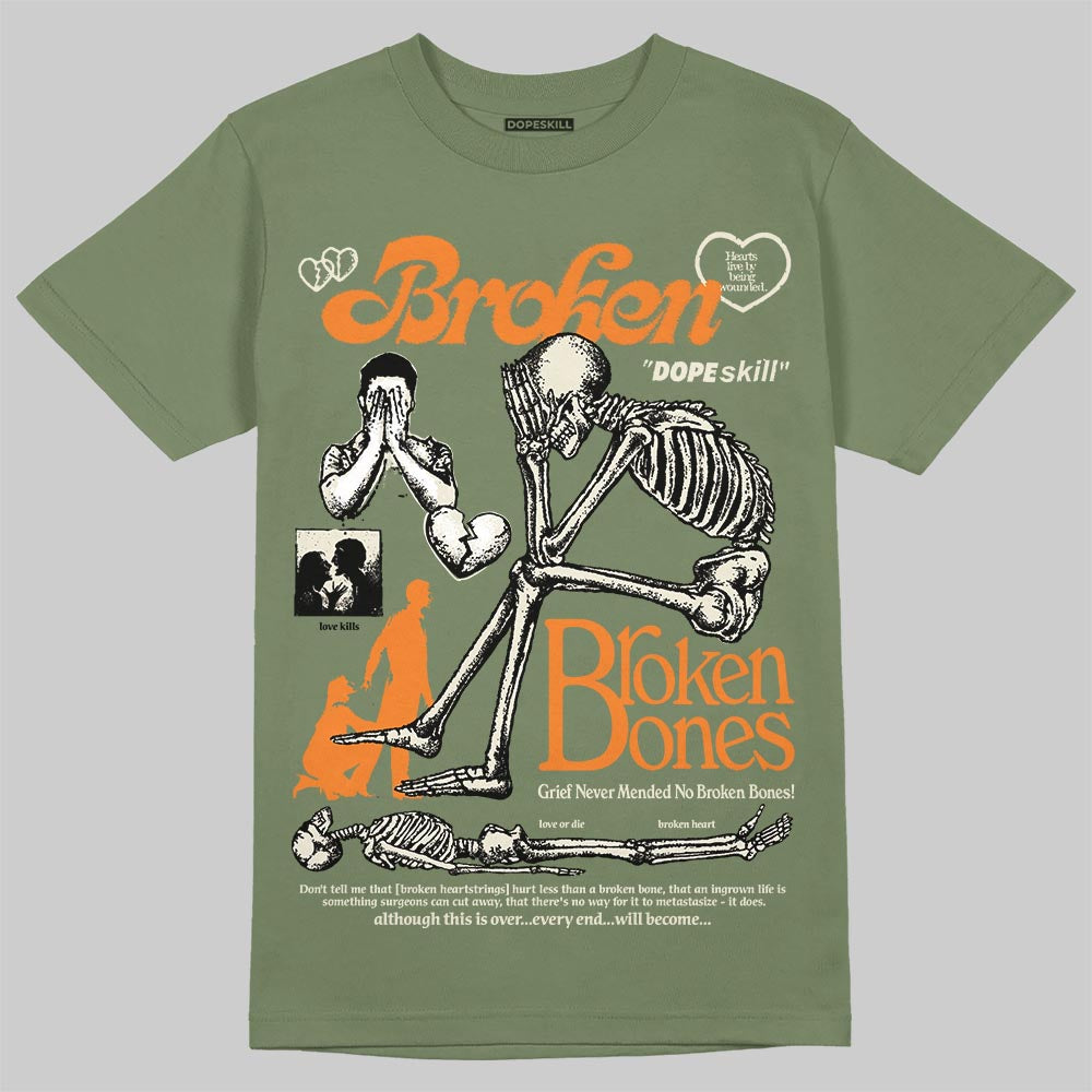 Jordan 4 Retro OG SP Undefeated (2025) DopeSkill T-Shirt Broken Bones Graphic Streetwear - Military Green