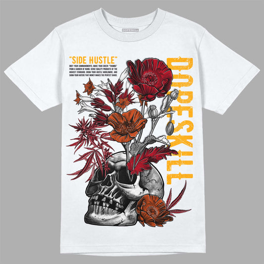Jordan 7 Retro Cardinal DopeSkill T-Shirt Side Hustle Graphic Streetwear - White