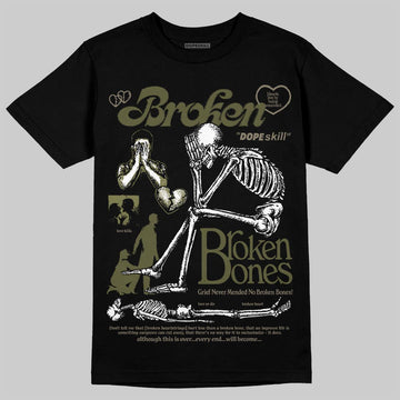 Jordan 3 “Medium Olive” aka “Family Affair” DopeSkill T-Shirt Broken Bones Graphic Streetwear - Black