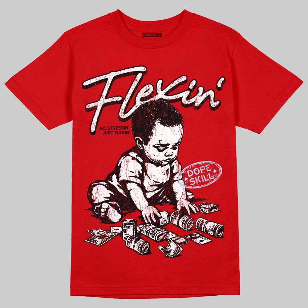 Jordan 5 Retro Fire Red Black Tongue (2025) DopeSkill T-Shirt Flexin' Graphic Streetwear - Red
