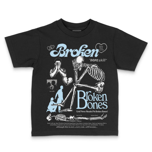 Jordan 4 Retro GS “Blue Chill” DopeSkill Toddler Kids T-shirt Broken Bones Graphic Streetwear - black