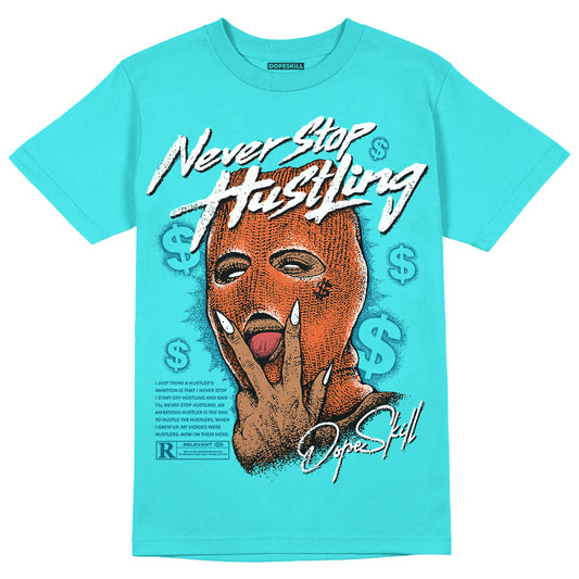 Dunk Low “Miami Dolphins” DopeSkill Tahiti Blue T-shirt Never Stop Hustling Graphic Streetwear 