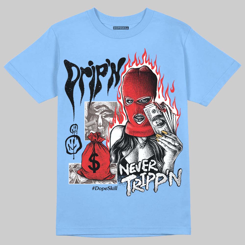 Adidas Handball Spezial ‘Light Blue’ DopeSkill T-Shirt Drip'n Never Tripp'n Graphic Streetwear - Carolina Blue