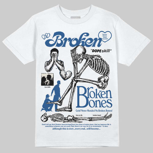 Jordan 1 Low OG “Storm Blue” DopeSkill T-Shirt Broken Bones Graphic Streetwear - White