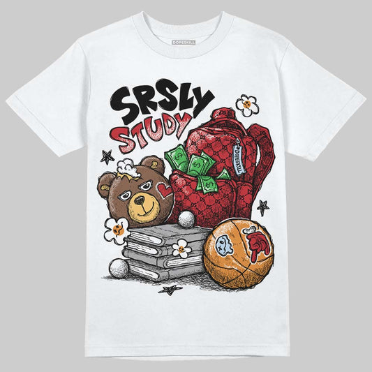 Jordan 5 Retro Fire Red Black Tongue (2025) DopeSkill T-Shirt SRSLY Study Graphic Streetwear - White