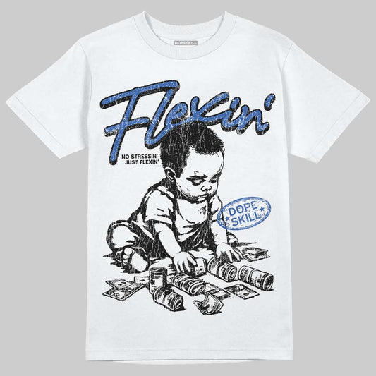 Awake NY x Jordan 5 Retro 'Black Racer Blue' DopeSkill T-Shirt Flexin' Graphic Streetwear - White