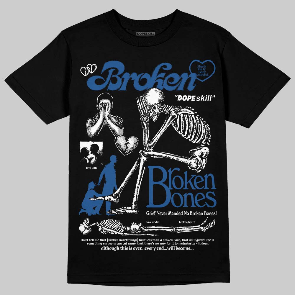 Jordan 1 Low OG “Storm Blue” DopeSkill T-Shirt Broken Bones Graphic Streetwear - Black