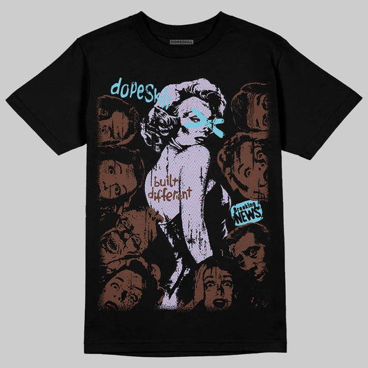 Harris Tweed x Dunk Low Denim Turquoise and Baroque Brown DopeSkill T-Shirt Built Different Graphic Streetwear - Black
