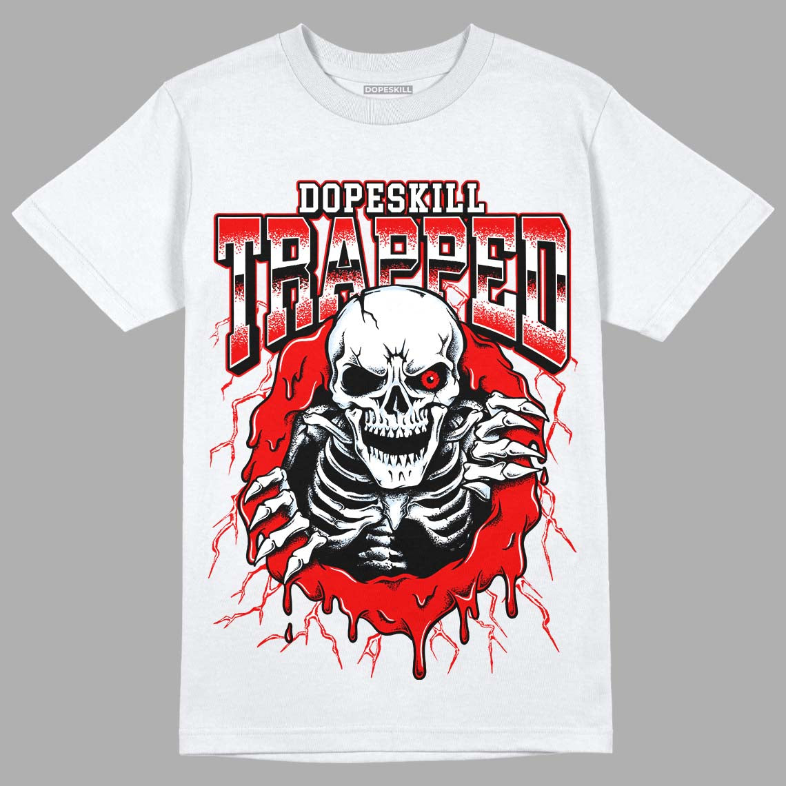 Jordan 11 Retro Cherry DopeSkill T-Shirt Trapped Halloween Graphic Streetwear - White