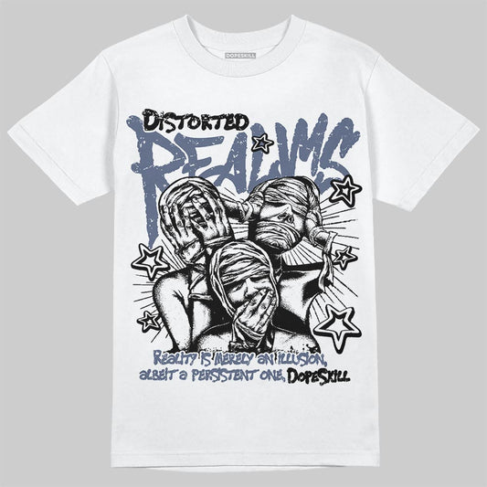 Jordan 11 Retro Low Diffused Blue DopeSkill T-Shirt Distorted Realms Graphic Streetwear - White