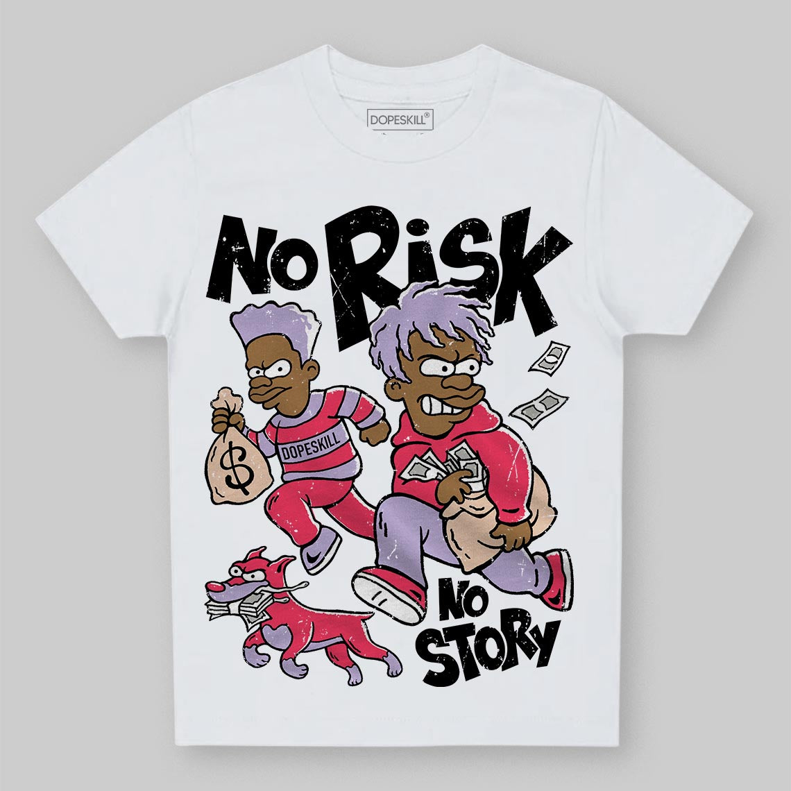 Jordan 5 Low “Peanut Butter Jelly” DopeSkill Toddler Kids T-shirt No Risk No Story Graphic Streetwear - White