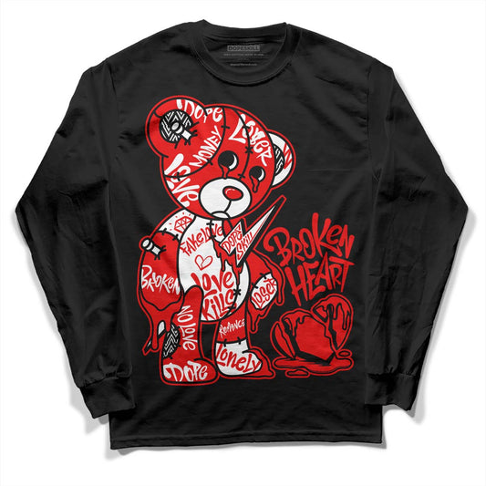 Jordan 12 “Cherry” DopeSkill Long Sleeve T-Shirt Broken Heart Graphic Streetwear - Black