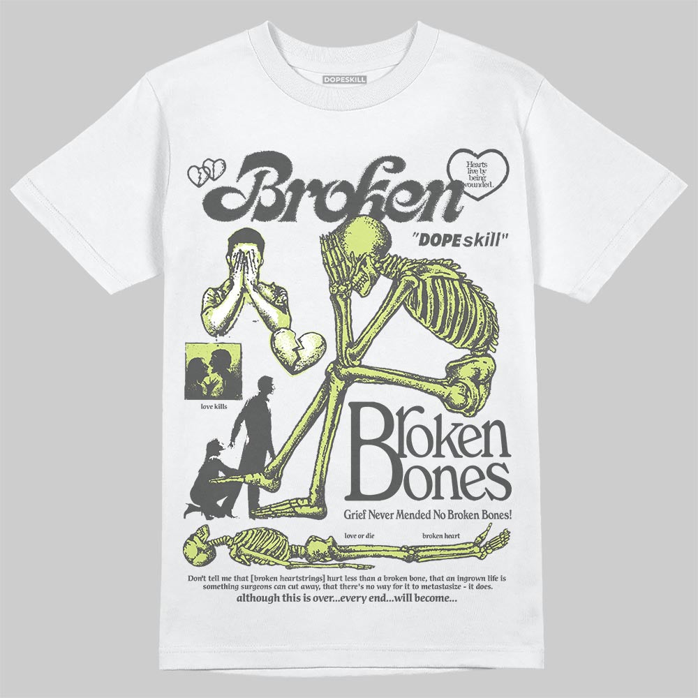 Jordan 4 GS “Light Lemon Twist” DopeSkill T-Shirt Broken Bones Graphic Streetwear - White