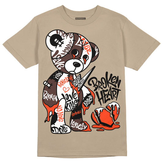 Jordan 1 High OG “Latte” DopeSkill Medium Brown T-shirt Broken Heart Graphic Streetwear