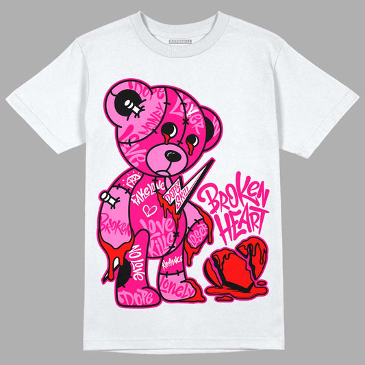 Jordan 1 Low GS “Fierce Pink” Dopeskill T-Shirt Broken Heart Graphic Streetwear - White