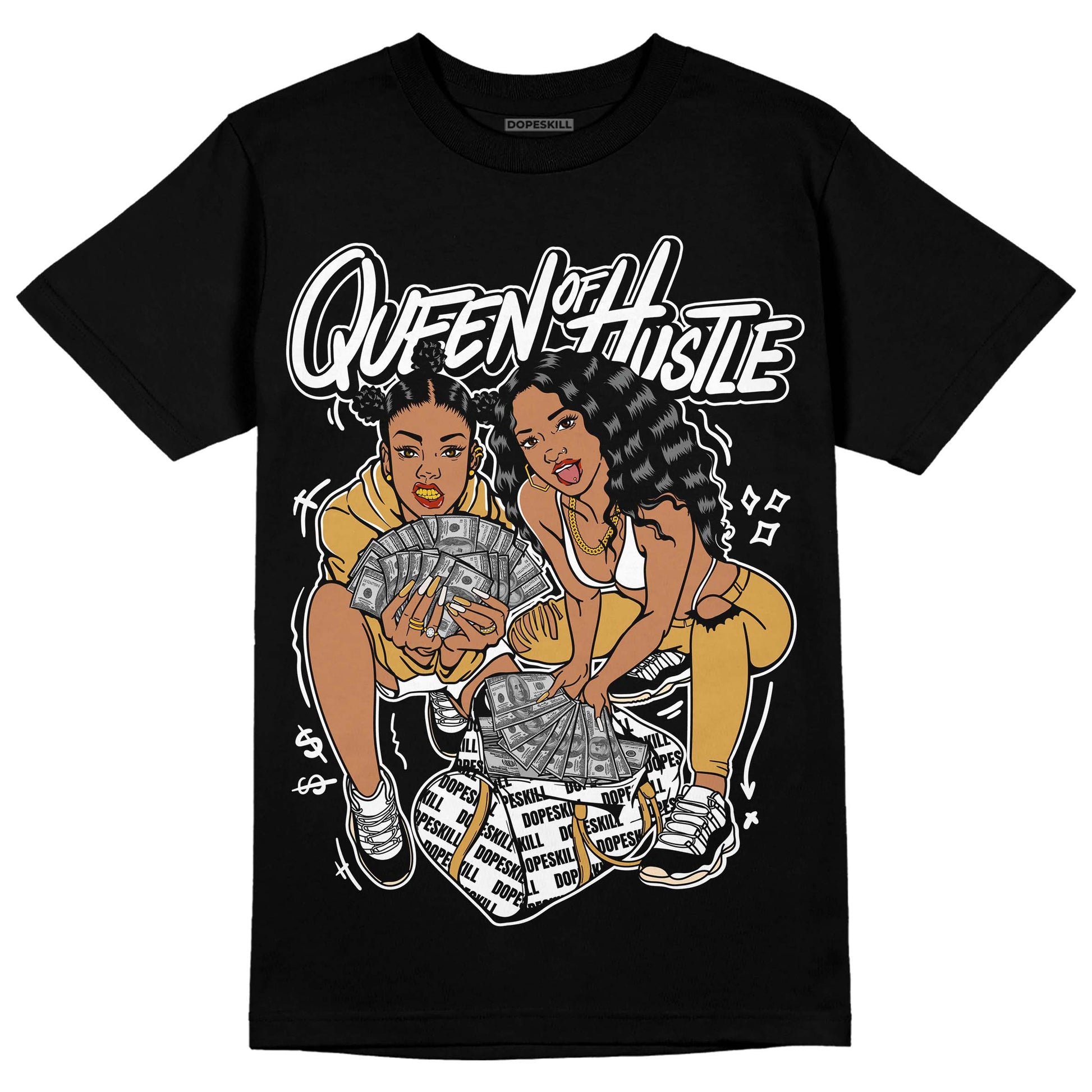 Jordan 11 "Gratitude" DopeSkill T-Shirt Queen Of Hustle Graphic Streetwear - Black