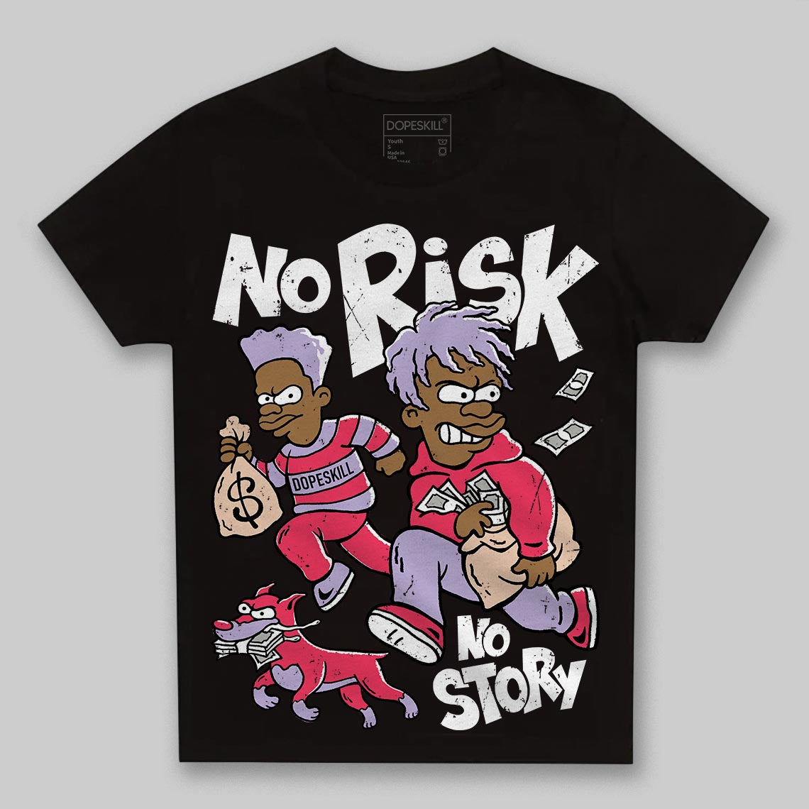 Jordan 5 Low “Peanut Butter Jelly” DopeSkill Toddler Kids T-shirt No Risk No Story Graphic Streetwear - Black