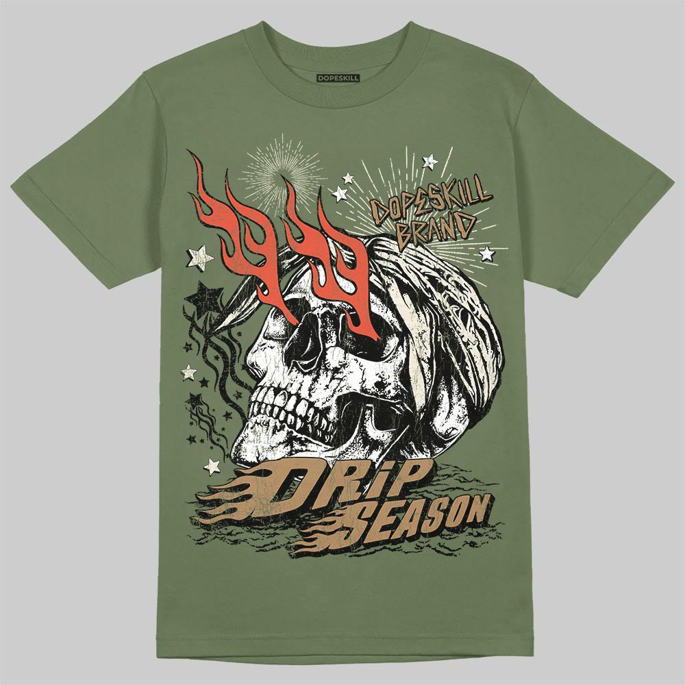 Jordan 3 “Medium Olive” aka “Family Affair” DopeSkill T-Shirt Drip Season Graphic Streetwear - Military Green