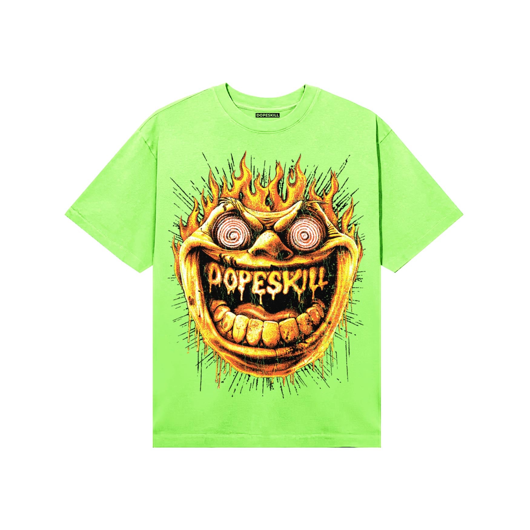Neon Green Sneakers DopeSkill T-Shirt Hellfire Graphic Streetwear - Lime