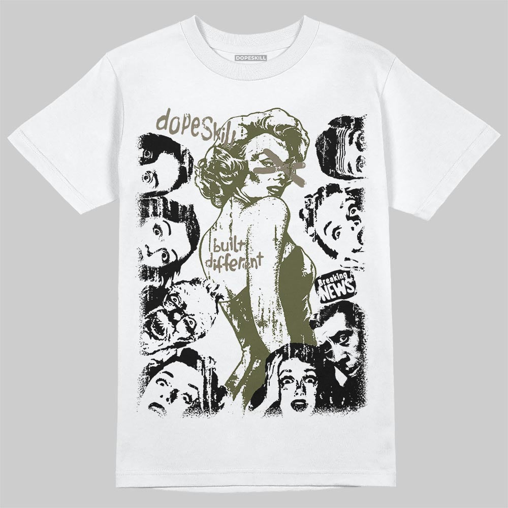 Jordan 3 “Medium Olive” aka “Family Affair” DopeSkill T-Shirt Built Different Graphic Streetwear - White