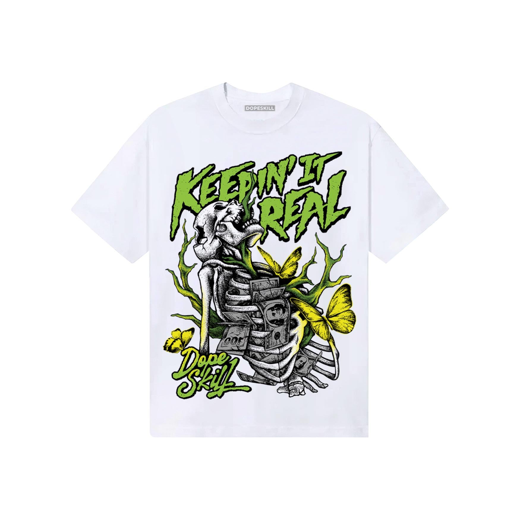 Neon Green Sneakers DopeSkill T-Shirt Keepin' It Real Graphic Streetwear - White