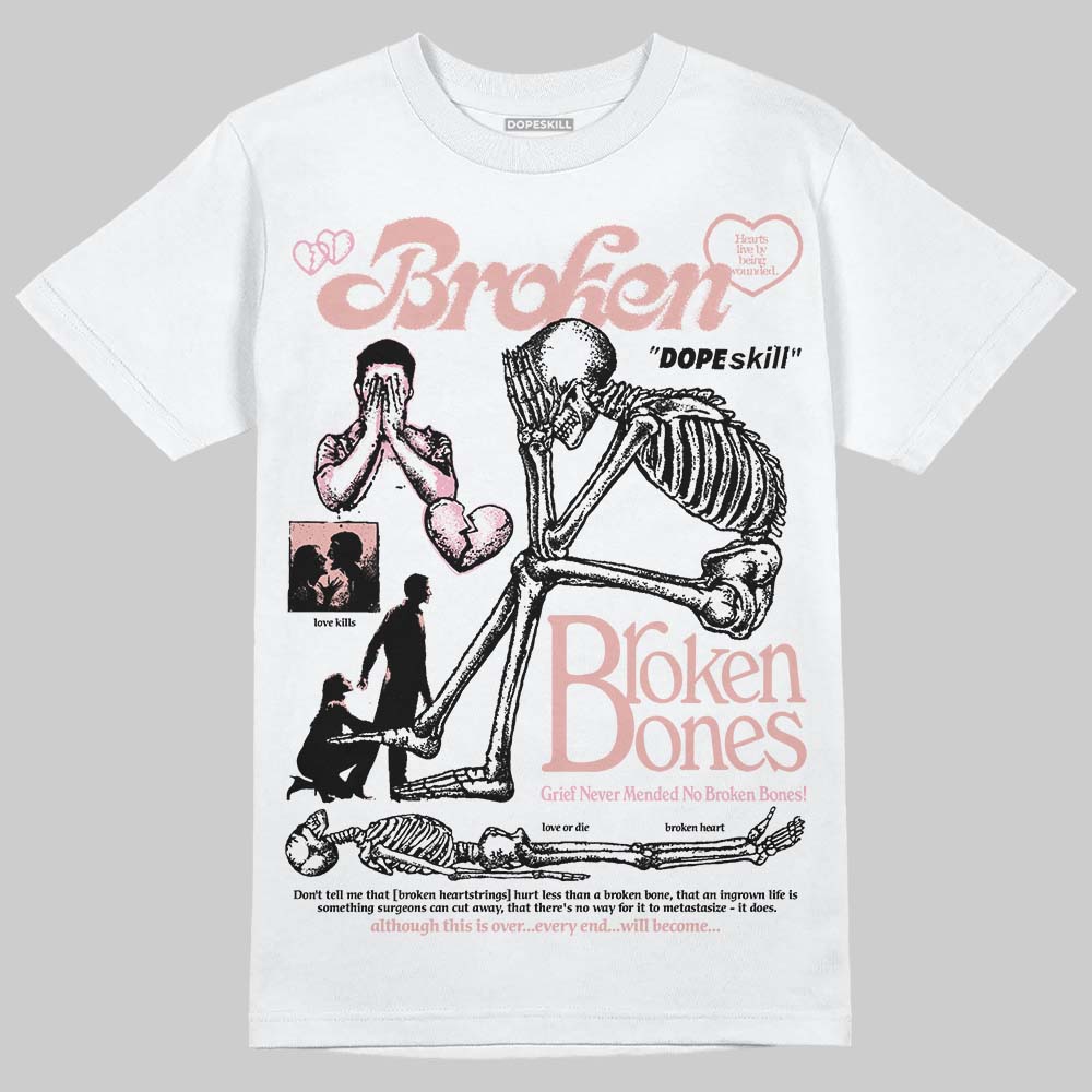 Jordan 1 Low OG “Rust Pink” DopeSkill T-Shirt Broken Bones Graphic Streetwear - White