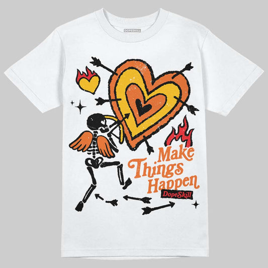 Orange, Black and White Sneakers DopeSkill T-Shirt Make Things Happen Graphic Streetwear - White