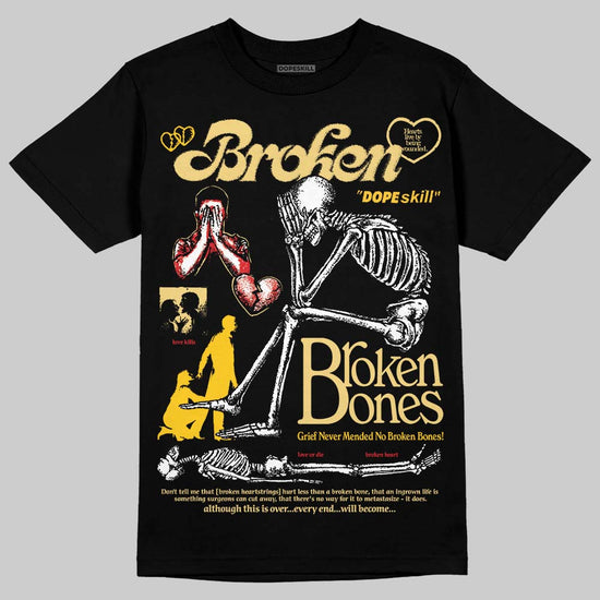 Quai 54 x Air Jordan 1 Retro Low OG Tour Yellow Black DopeSkill T-Shirt Broken Bones Graphic Streetwear - Black