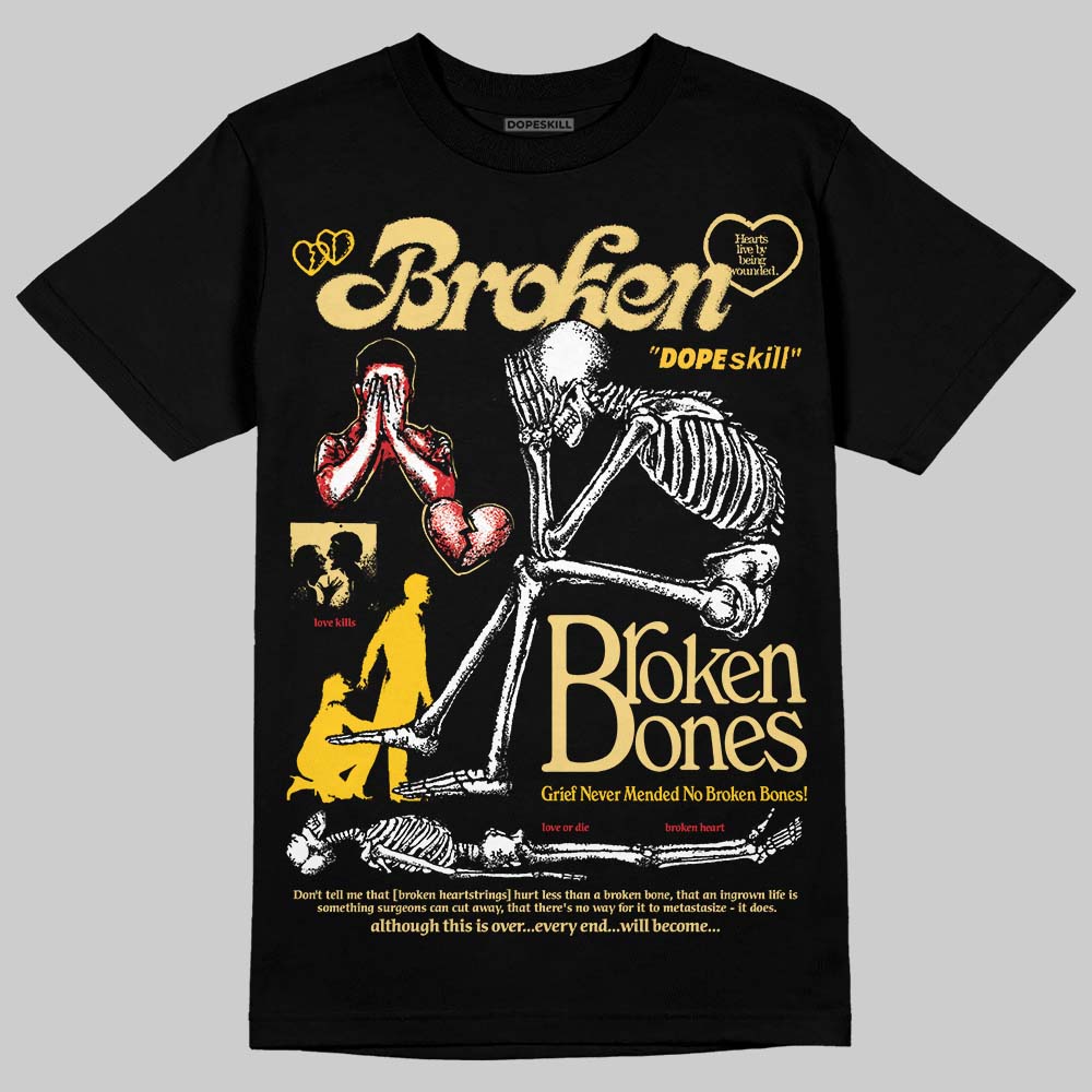 Quai 54 x Air Jordan 1 Retro Low OG Tour Yellow Black DopeSkill T-Shirt Broken Bones Graphic Streetwear - Black