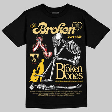 Quai 54 x Air Jordan 1 Retro Low OG Tour Yellow Black DopeSkill T-Shirt Broken Bones Graphic Streetwear - Black