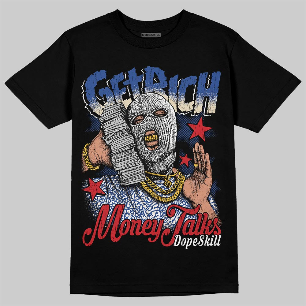 Jordan Spizike Low “Storm Blue” DopeSkill T-Shirt Get Rich Graphic Streetwear - Black