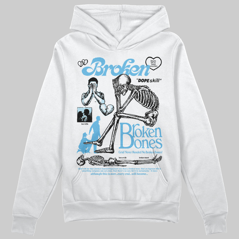 Jordan 11 Retro Legend Blue DopeSkill Hoodie Sweatshirt Broken Bones Graphic Streetwear - White